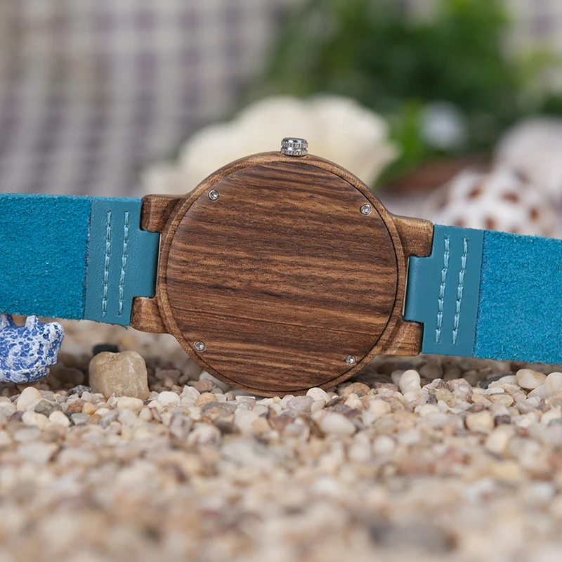 BOBO BIRD C28 повседневные бамбуковые деревянные часы для мужчин и женщин бирюзовые синие кварцевые аналоговые часы с подарочной коробкой
