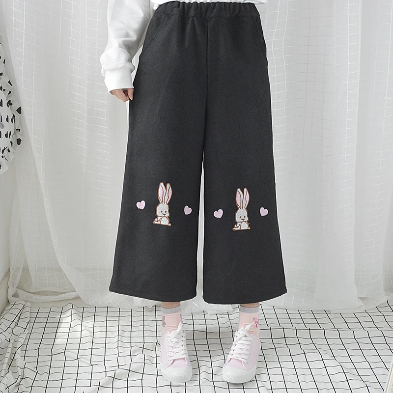 Heart Rabbit Cute Women's Autumn Calf Length Pants Loose Wide Leg ...