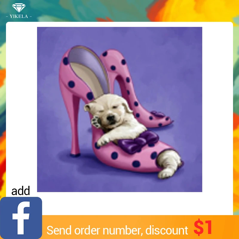 YIKELA DIY High heel dog 5D diamond mosaic square embroidery painting cross stitch home decor wall | Дом и сад