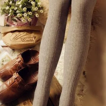 

Winter Cotton Hosiery New Autumn Fashion Women Thick Stockings Over Knee Woman Gray Thigh High Stripe Black Sexy Stocking