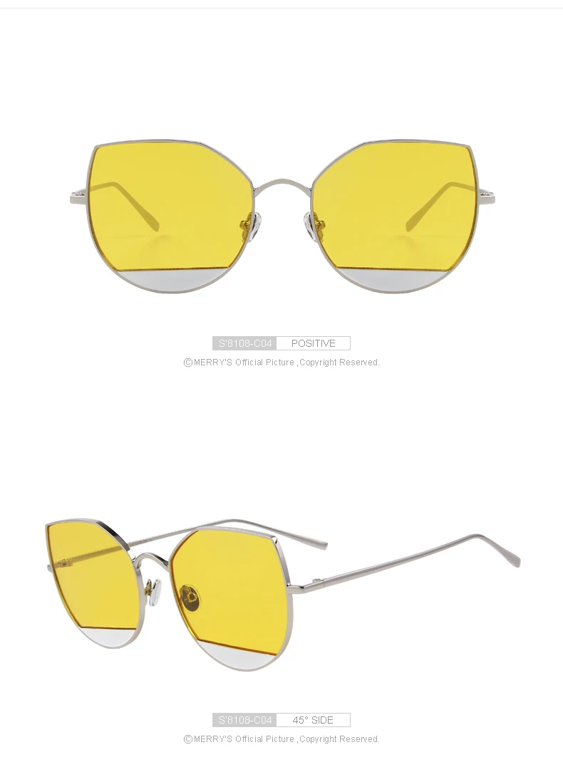 MERRYS Новое поступление Женские Классические брендовые дизайнерские солнцезащитные очки кошачий глаз в металлической оправе S8108