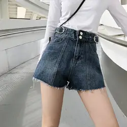 Летние женские джинсовые шорты 2019 новая Корейская Высокая талия джинсы повседневные Харадзюку широкие шорты s-xl шорты с высокой талией