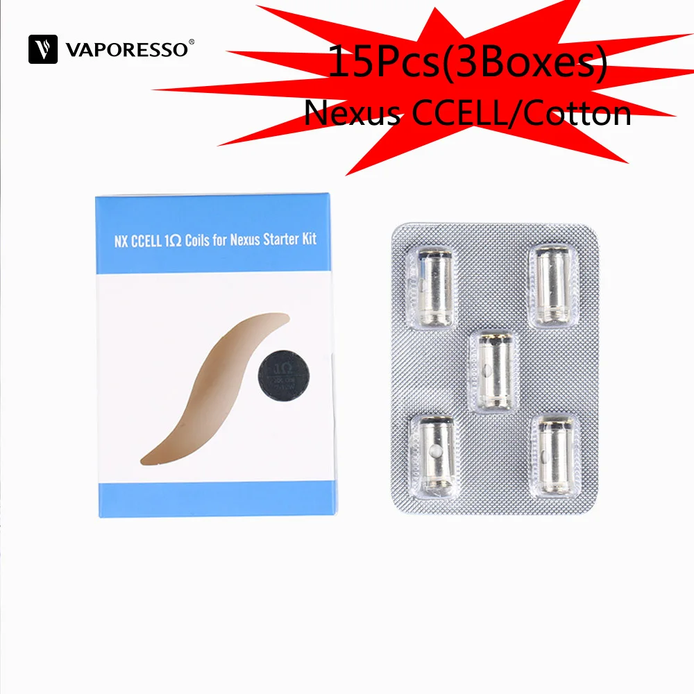 15 шт. оригинальный Vaporesso Nexus CCELL хлопок катушки головы 1.0ohm головка для электронной