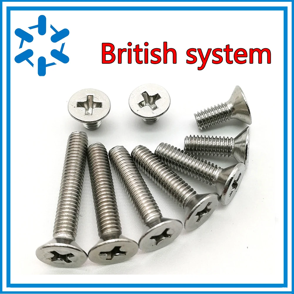 20pcs/lot 1/4 20*L stainless steel Countersunk machine Inch cross