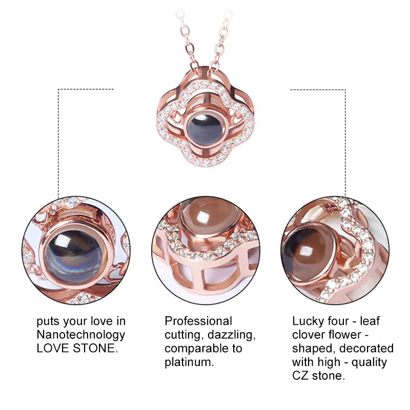 rose gold flower silver pendant necklace christmas gift 09