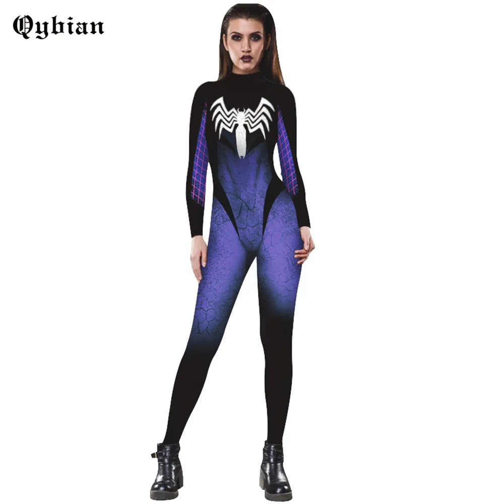 Qybian New Women Long Sleeve Halloween Jumpsuits back Zipper elasticity