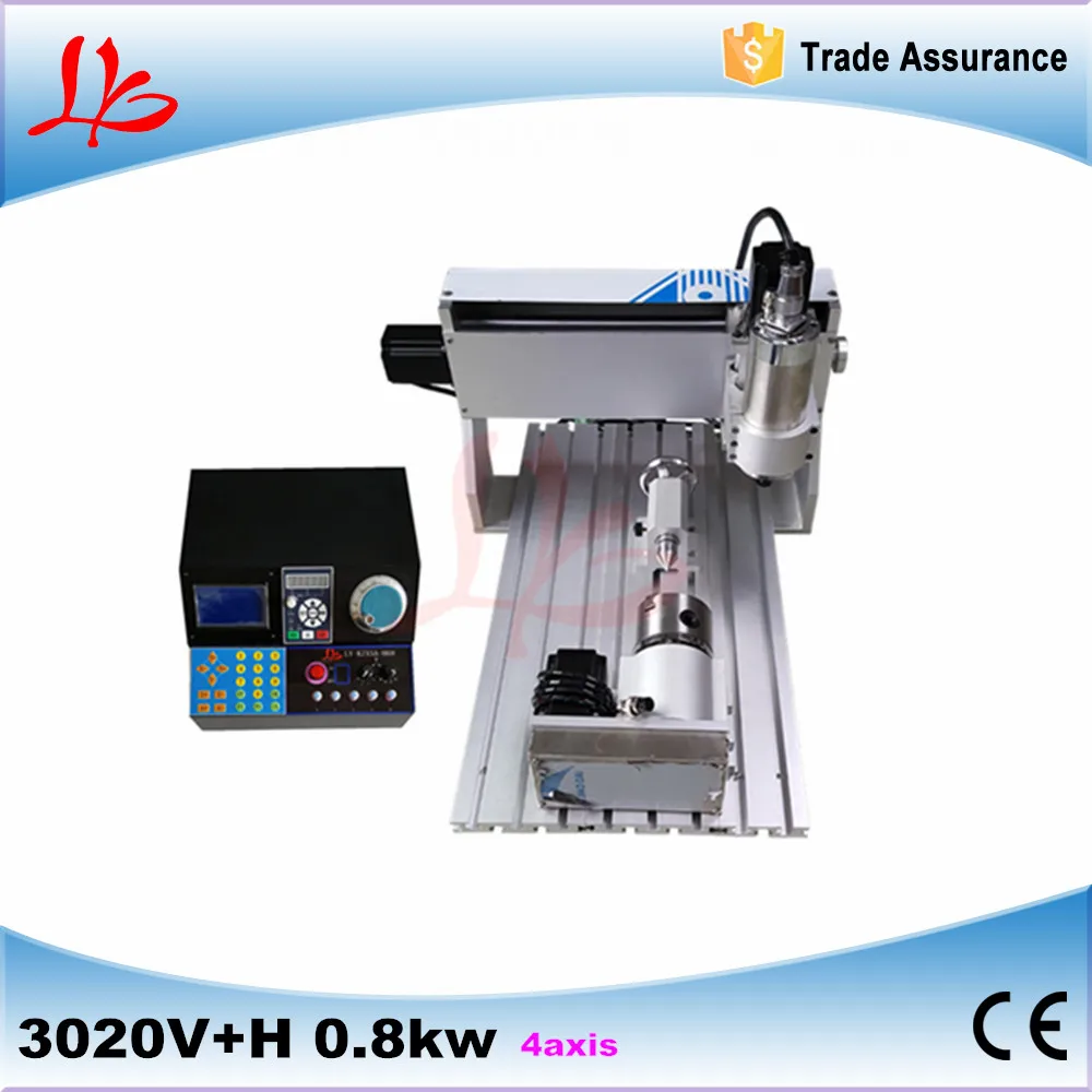 

mini 3d cnc router wood carving machine for sale 3020V+H 0.8KW spindle 4 axis for woodworking