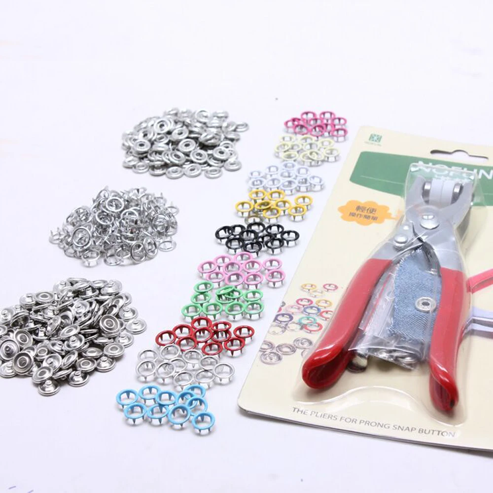 

colorful children clothes 9.5mm metal snap button 100sets 10color with setting tool set