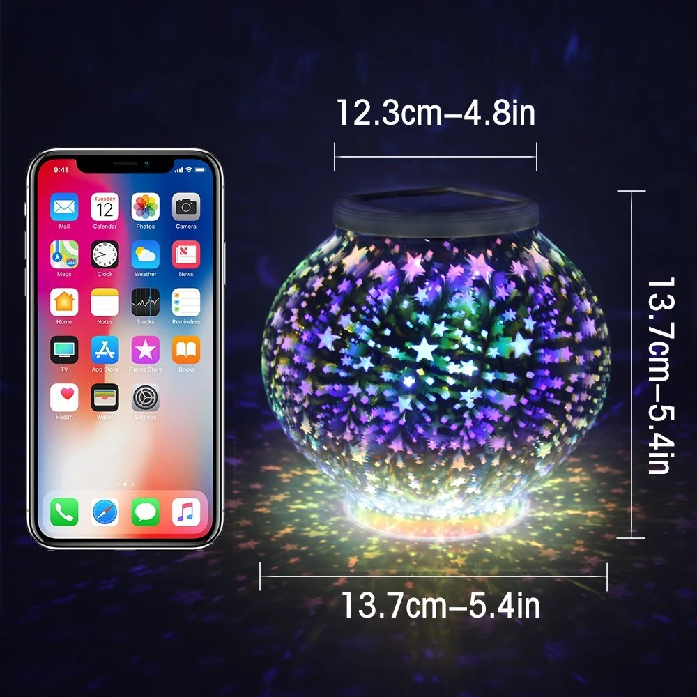 Mudança da Cor Globo de Vidro Solar à Prova Luz da Noite para a Decoração Bola Cristal Mosaico Lâmpada Estrelas Luz d' Água Como Presente 3 Lâmpadas solares