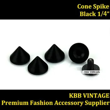 

50pc Punk Spikes Screwback Spike Rock DIY Stud 1/4" Black ----Free Shipping