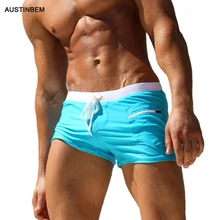 AUSTINBEM передний карман мужские плавательные трусы шорты пляжные плавки боксеры сексуальные купальники мужские спортивные купальники sunga мужские плавки для мальчиков