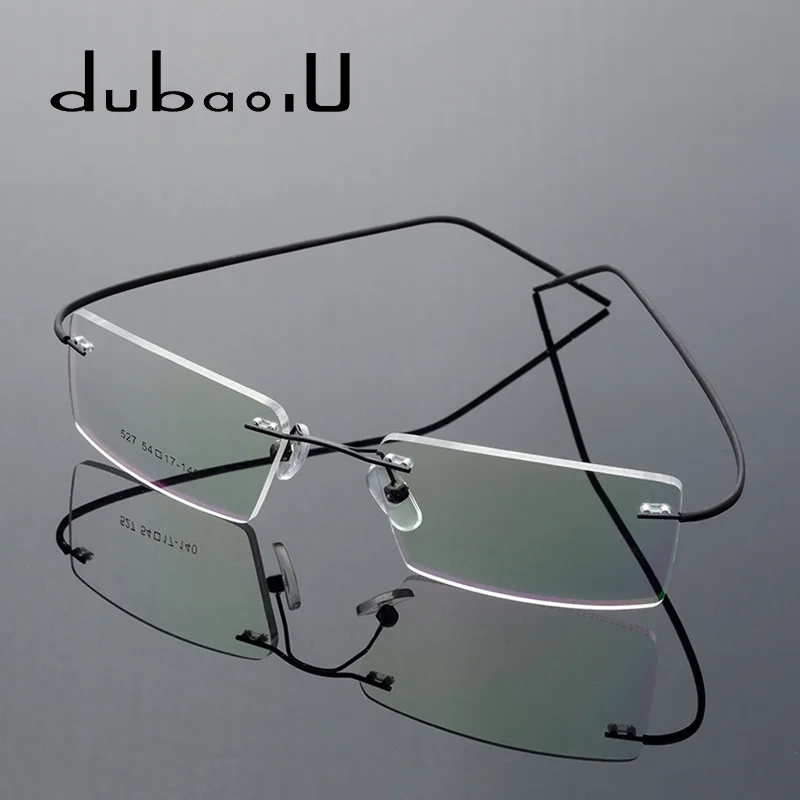 Flexible Alloy Prescription Glasses Men Myopia Hyperopic Progressive Transparent Frameless Ultralight #527 |