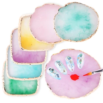 

1pcs Colorful Resin Stone Palette For Nails Acrylic UV Gel Polish Pigment Holder Board Paint Drawing Manicure Display Tool JI665