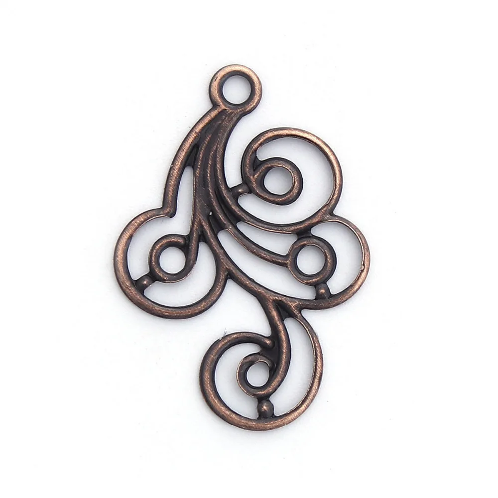 

DoreenBeads Iron Based Alloy Antique Copper Silver Filigree Stamping Pendants Wave DIY Components 31mm x 22mm, 100 PCs