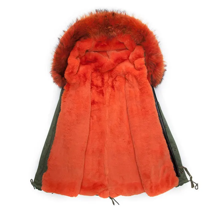 2016 winter male Parka With Removable orange Faux Fur Collar warm thicken fur coat
