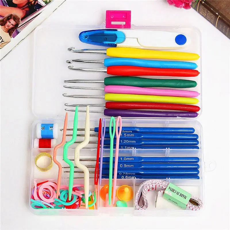 

1 Set Crochet Hooks Needles Knit Kit Stitches Knitting Craft Case Quality Crochet Set in Case Yarn Hook Stitch Weave Accessories