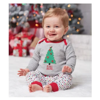 

OKLADY Toddler Baby Clothes Set Boy Kids Gray Shirt Pants Christmas Tree Tshirt Tops Outfits Clothes Set Newborn Baby Casual Set