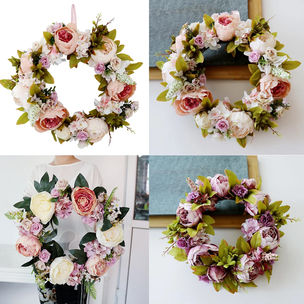 Artificial Rattan Flower Wreath Front Door Wreath Wedding Venue Home Decor 