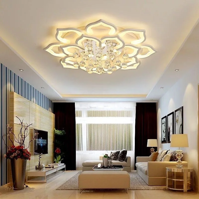  Creative Lotus Acrylic Crystal LED Ceiling Lights Living room bedroom study dining room ceiling lam - 32966069612