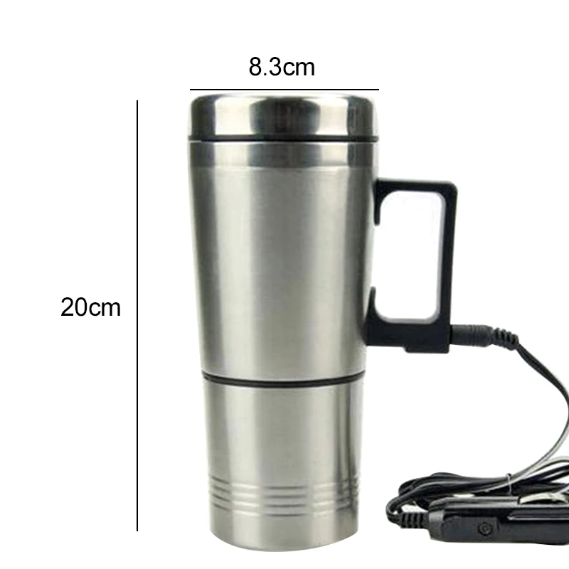 12V Stainless Steel Heated Drink Boiling Mug Coffee Tea Water Cup