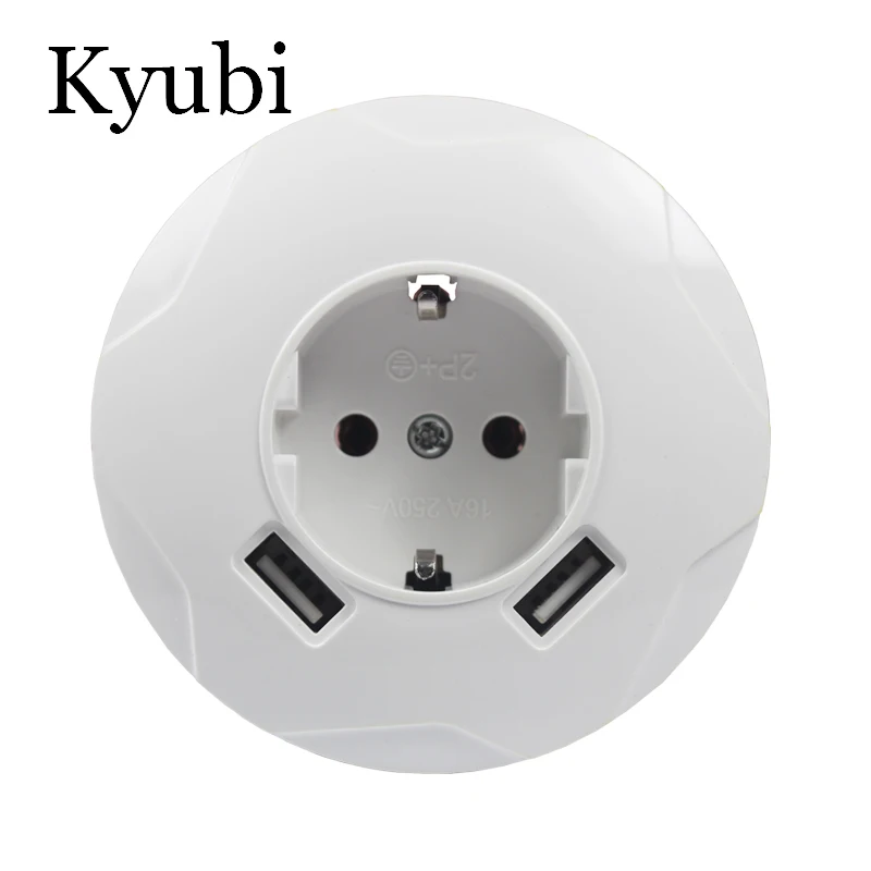 

USB Wall Socket Round new Free shipping Double USB Port 5V 2A Usb pared prise electrique prise usb murale steckdose C001
