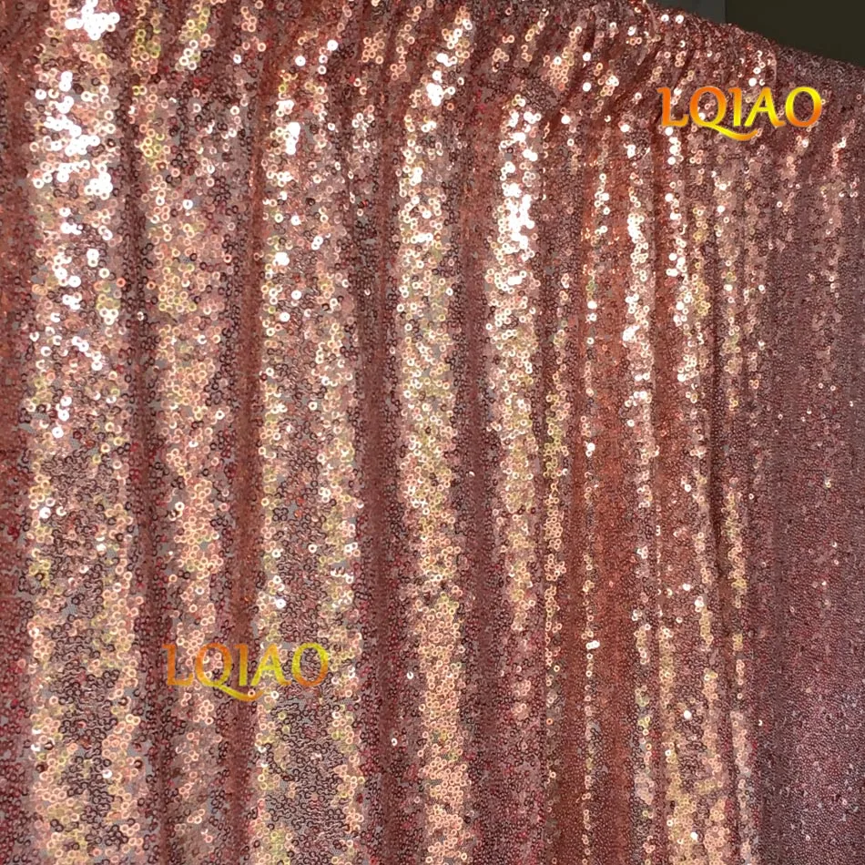 

LQIAO Rose Gold Sequin Backdrop 8FT X 9FT Embroidery Sequin Fabric Curtain for wedding Photo booth Party Photography Backdrop