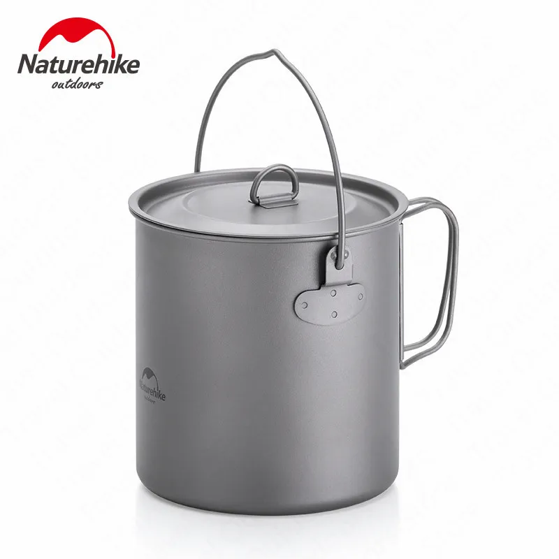 Naturehike de titanio 2-3 personas vajilla Picnic al aire libre Camping utensilios de cocina olla Pan ultraligero de titanio de utensilios de cocina