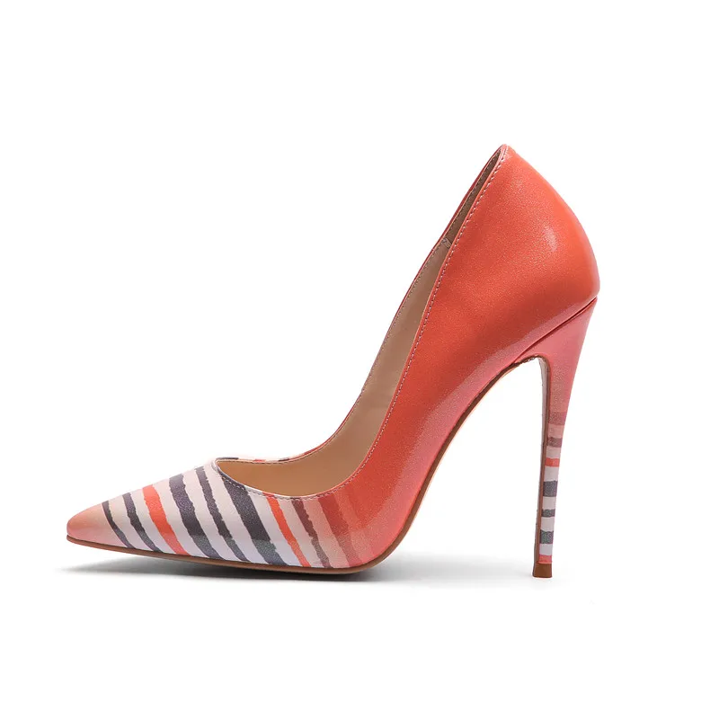COCOAFOAL/пикантные женские туфли на высоком каблуке женские свадебные туфли на День Валентина вечерние туфли с острым носком на каблуке в полоску; большие размеры 43, 44
