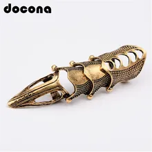 Docona, панк, рыцарь, Череп, двойное кольцо на палец, кастет, броня, полное кольцо на палец, готический панк, серебристые, призрачные кольца для мужчин, Brinco 2004