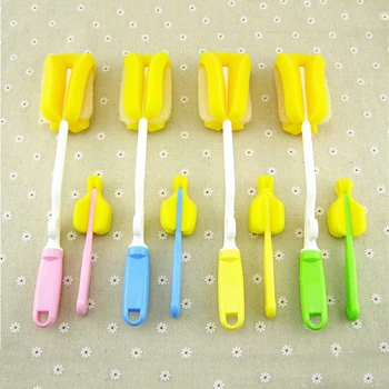 

Random Color 2 PCS Baby Bottle Sponge Glass Cup Nipple Brushes Baby Feeding Milk Bottles Cleaner Accessories Random Color