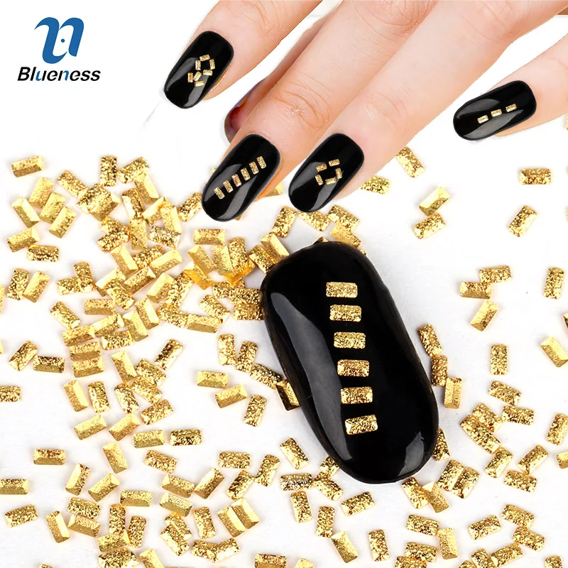 

Charm Nail Art Decorations Supplies Gold Silver 2 Color Rectangle Matte Metal Studs For Nails Manicure DIY 3D Copper PJ553 PJ554