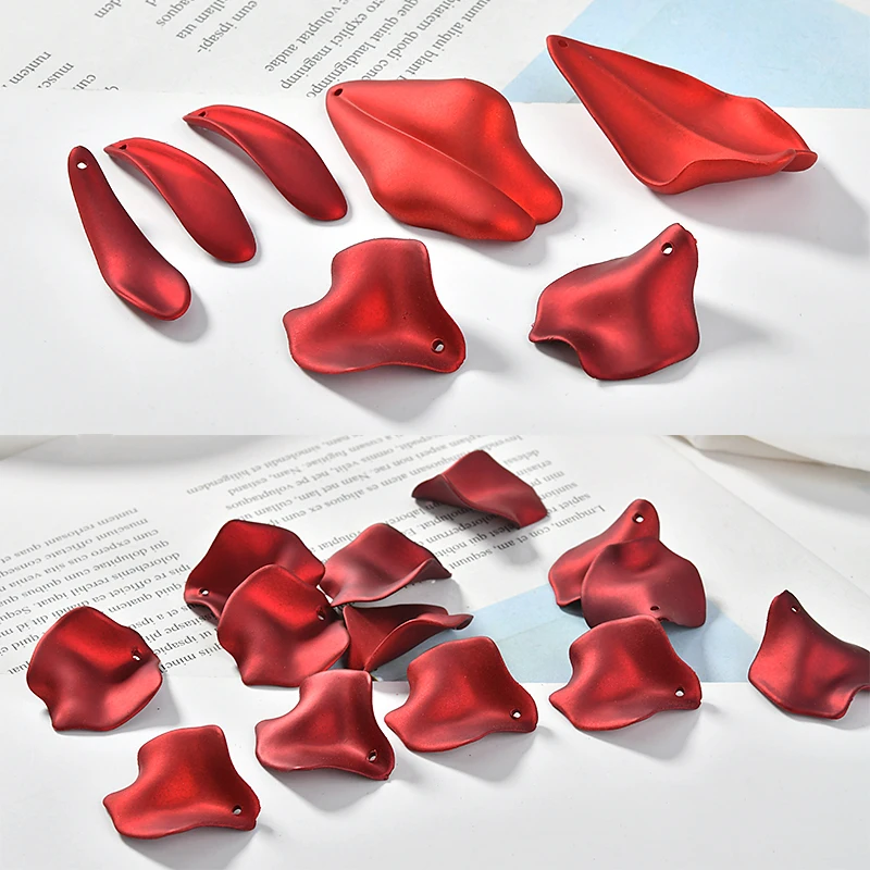

8pcs New Fashion Red Green Advanced Sense Rose Petal Earrings Material Diy Temperament Long-style Jewelry Accessories