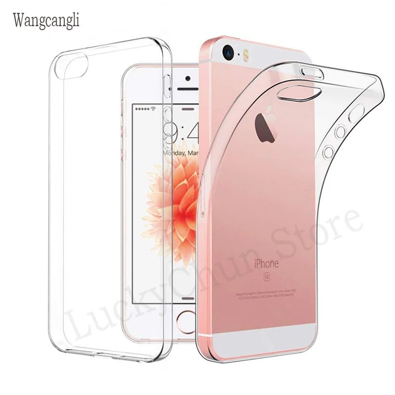 Прозрачная силиконовая задняя крышка Wangcangli из ТПУ для iphone 5 5s se 6 s чехол телефона
