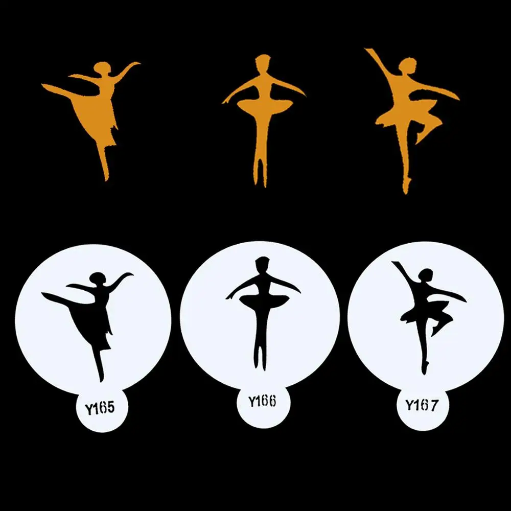 

3PCS Plastic Cake Stencils ballet Spray Stencils Birthday Cake Mold Decorating Bakery Tools DIY Baking Mould Fondant Template