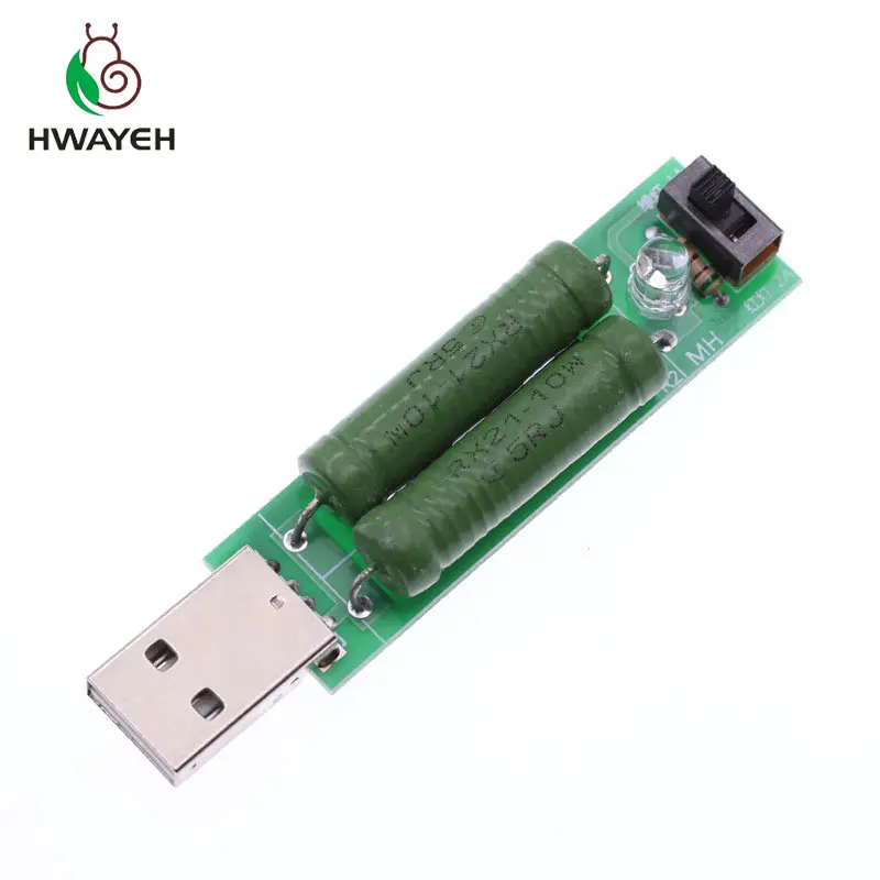 USB mini discharge load resistor 2A/1A With switch 1A Green led, 2A Red led USB Power Adapter