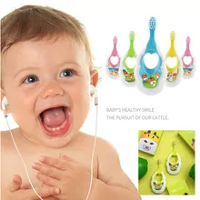 Детская зубная щетка мягкая Нескользящая ручка мультфильм для малышей детей новорожденных уход за полостью рта
