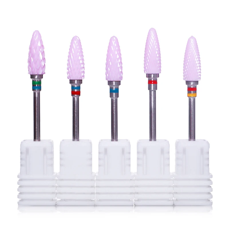 

1 Pc Electric Ceramic Nail Drill Pink Corn shape Machine Nail File Tool Nail Art Shaping Grinding Replacement Design Tool