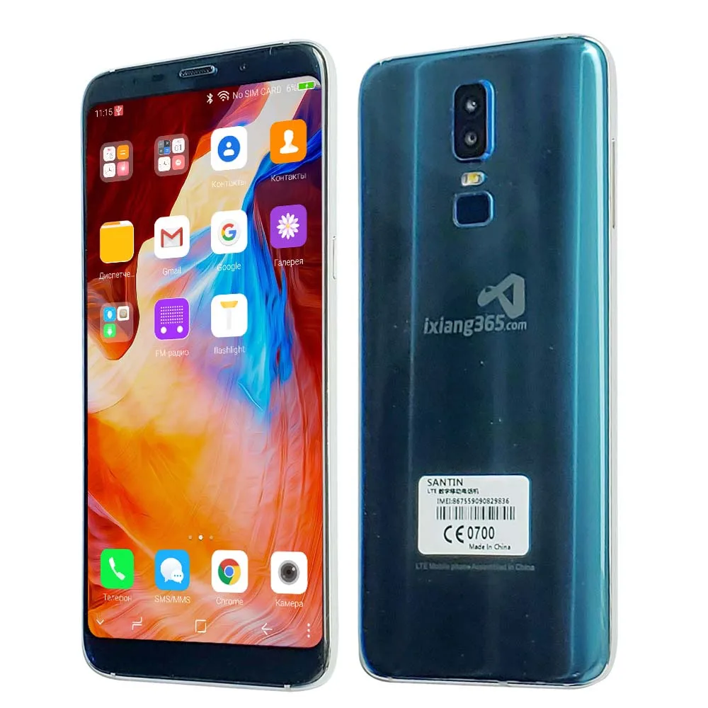 

SANTIN ix365 Face ID Touch ID 18:9 6.0" Super Big Screen Smartphone 4GB RAM 64GB ROM Dual Sim FDD LTE 4G Smart lz6 Mobile Phone