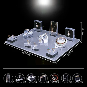 

Clear Acrylic Jewelry Set Display Case Necklace Stand Ring Holder Earring Organizer Bracelet Rack Pendant Display Stands #5