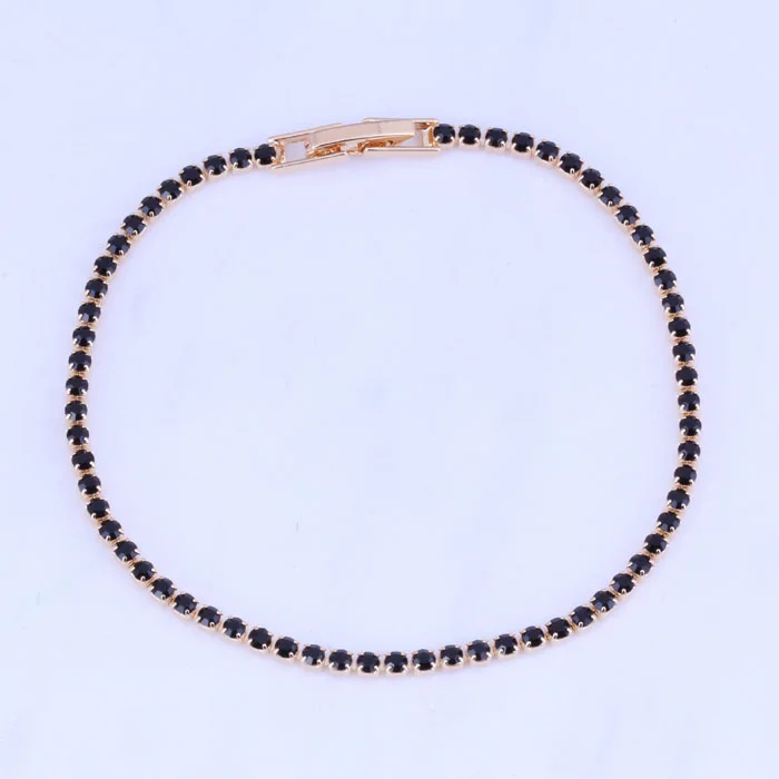 

Love Monologue Slim Paved Black Imitation Onyx Yellow Gold Color Chain & Link Bracelets 17CM X0429 Free Shipping & Jewelry Bag