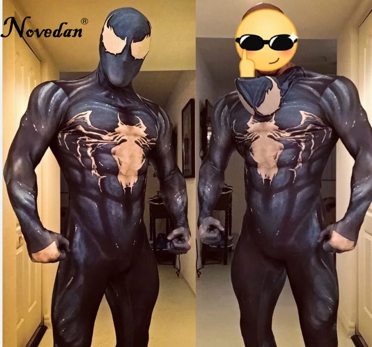 New 2018 Venom Symbiote Spiderman Costume Movie Venom Cosplay Marvel Black Zentai Suit Halloween