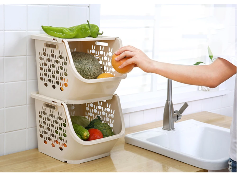 HIPSTEEN кухонная корзинка для хранения пластиковая многофункциональная полая корзина для овощей и фруктов с крышкой корзина для хранения органайзеров