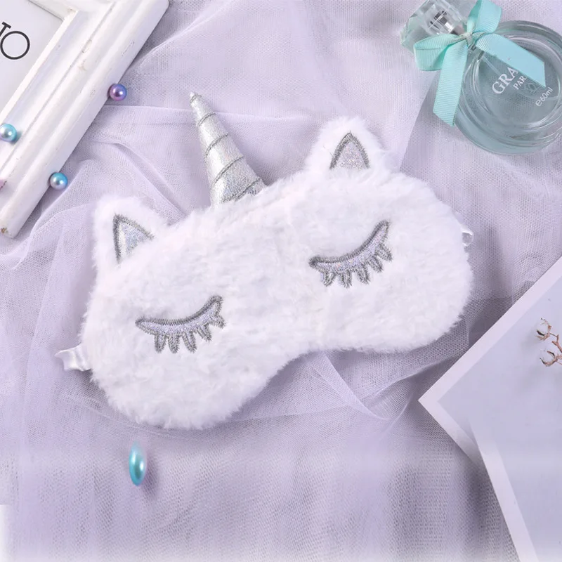 New 1pc Unicorn Eye Mask Sleep Cute Plush Eye Mask Cover Shade Eyeshade Mask Travel Suitable For Travel Home Party Gifts