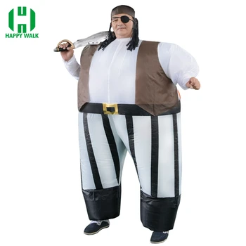 

Inflatable Pirate Captain Fancy Dress Costume Fat Sumo Suit Blow Up Adult Pirates of the Caribbean Role Play Halloween Costumes