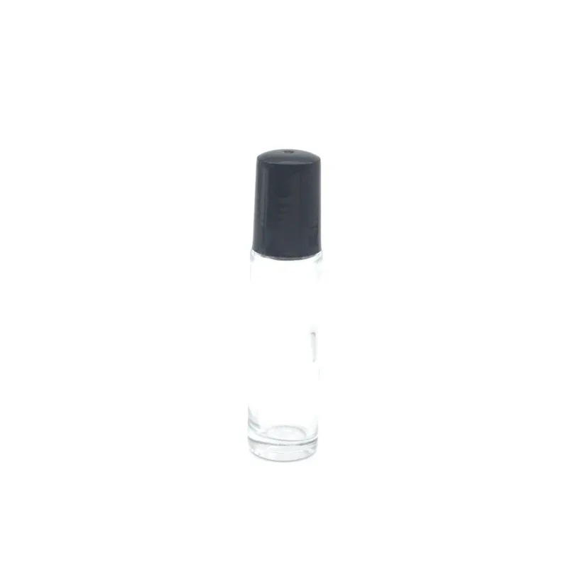 1 шт пустые 10 мл стеклянные бутылочки с роликом ароматизатор эфирное масло красочные бутылки ролл-на черный пластиковый колпачок - Цвет: Clear