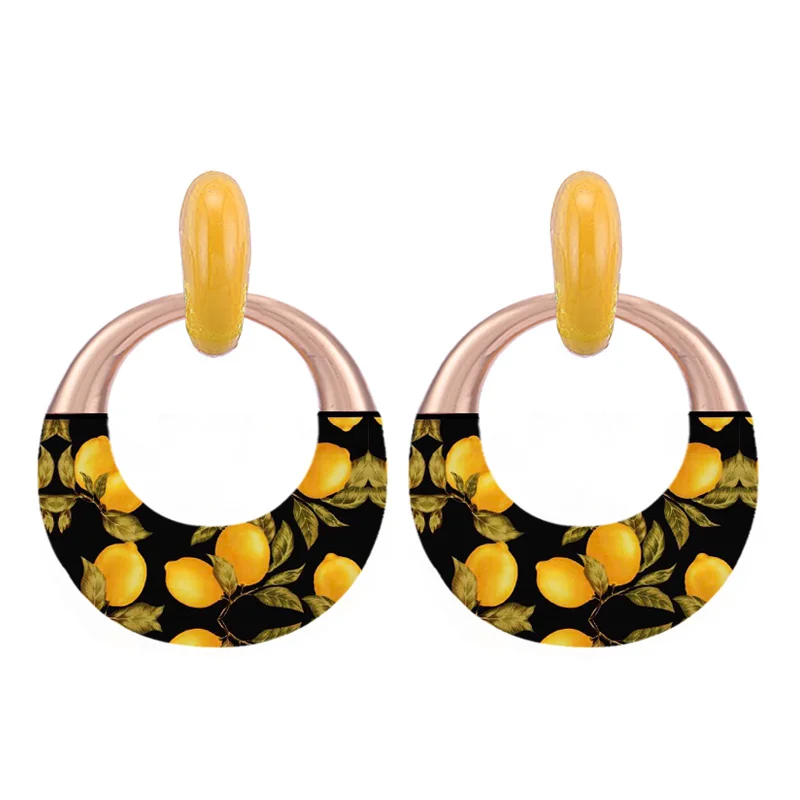 Sehuoran Zinc Alloy Big Oval Drop Earrings For Women Long Statement Printing Oorbellen Fashion Jewelry Wholesale (10)