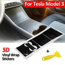 1 комплект 5D виниловая пленка из углеродного волокна комплект для Tesla модель 3 центральная консоль приборная панель подстаканник наклейка автомобильный Стайлинг наклейка s w/скребок