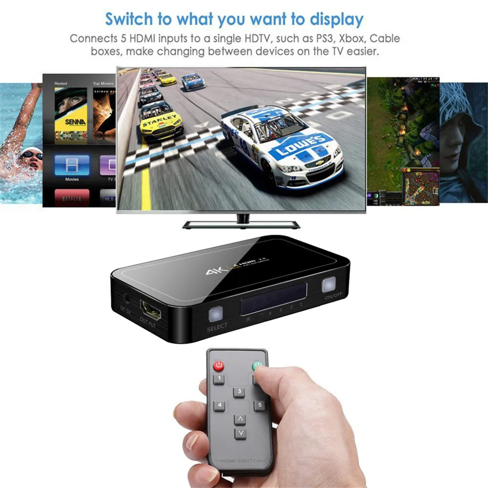 Мини 4 порта 4x1 HDMI переключатель Ultra HD 4 k@ 60Hz HDMI 2,0 HDCP 2,2 4 в 1 выход коммутатор коробка с ИК-управлением для PS4 Apple tv HD tv