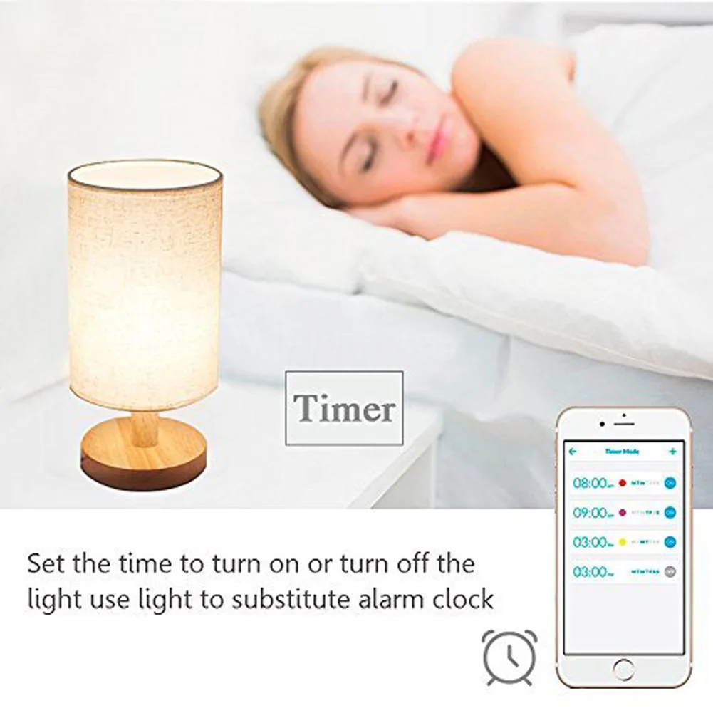 

LED Desk Light Wooden Wireless Wifi Remote Control Smart Lamp for Bedroom Study Room Dorm JA55