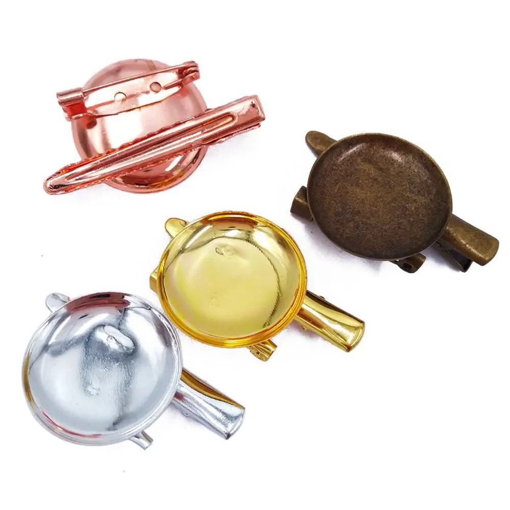 

Wholesale 120pcs 25mm Round Bezel Blank Hair Clips Base Tray Hairgrips with Pins accessories Jewelry Findings HCF28